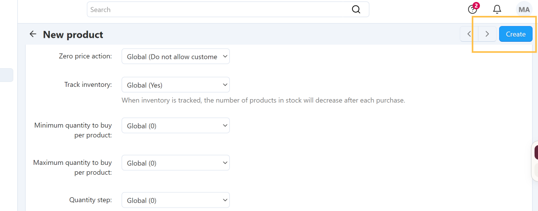 Save Product Button