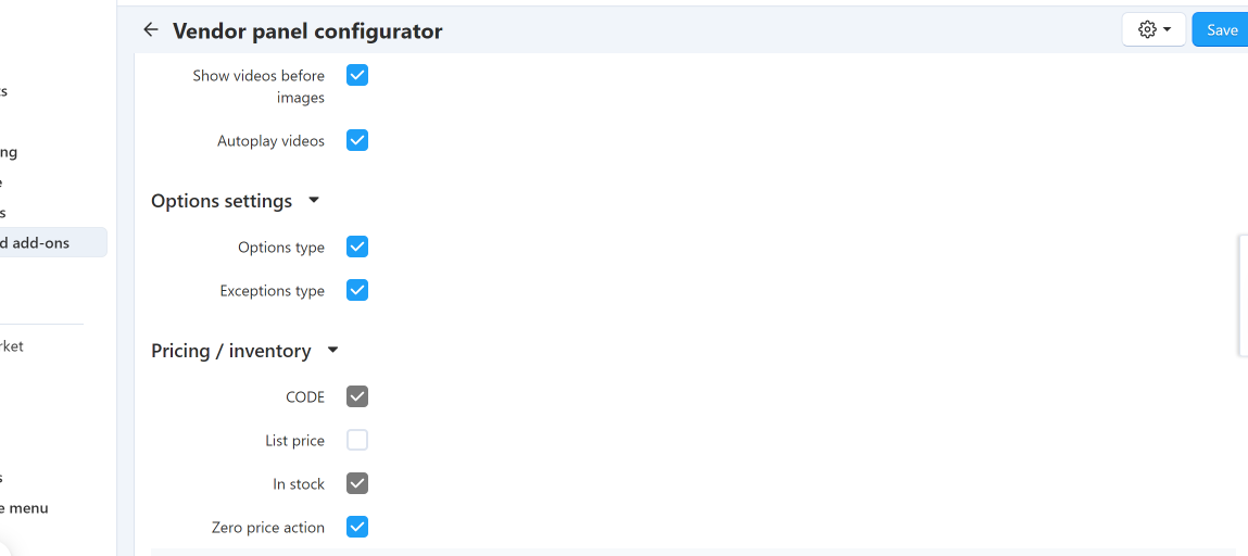 Selecting Visible Fields for Vendors