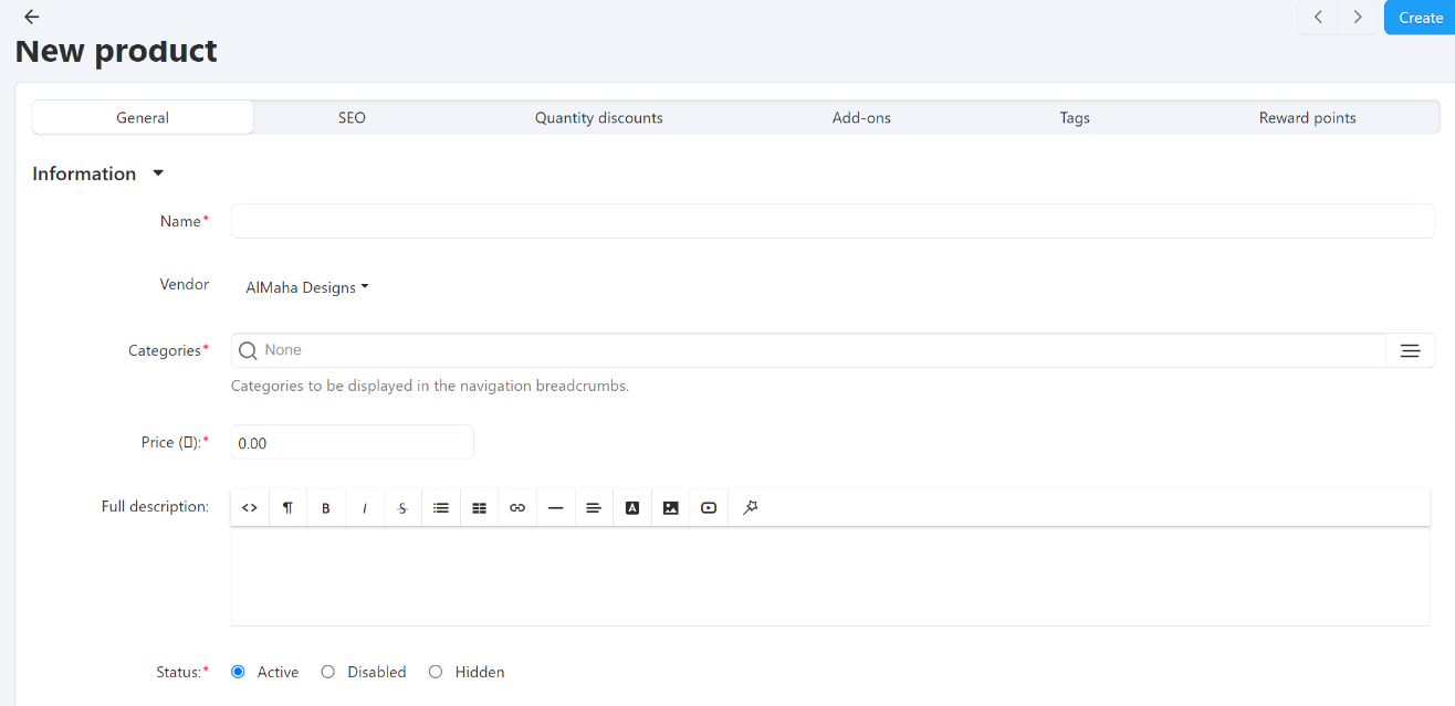 Adding Product Screenshot