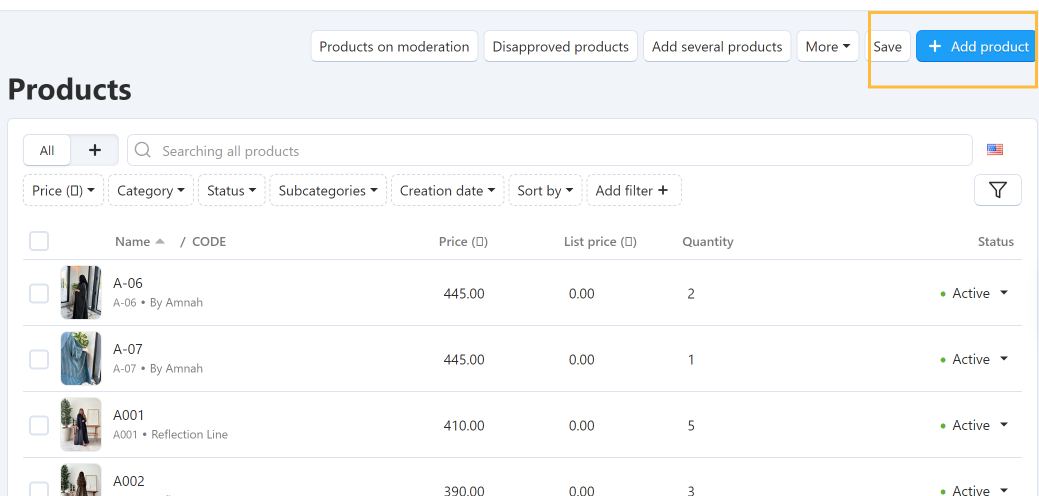 Add Product Button