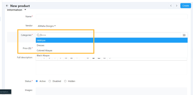 Category Dropdown