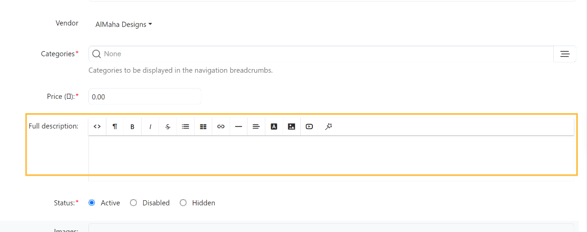 Product Description Field