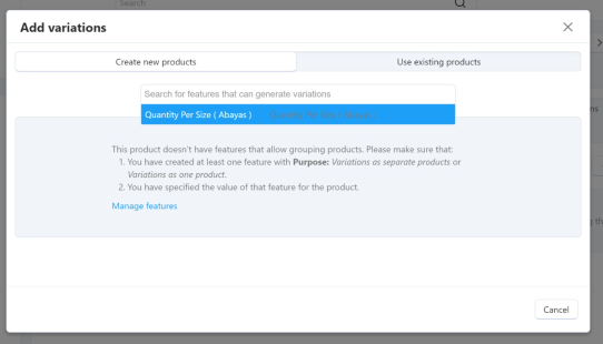 Selecting Features and Their Variants