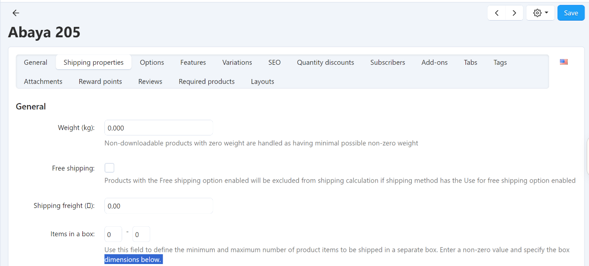 Shipping Screenshot